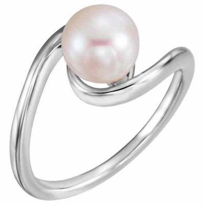 8mm Cultured Freshwater Pearl Free-Form Ring in Silver -  - STLRG-6483-8MMSS