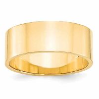 8mm Flat Wedding Band Ring in 14K Yellow Gold