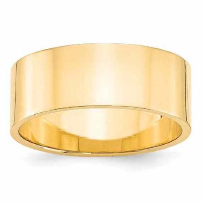 8mm Flat Wedding Band Ring in 14K Yellow Gold -  - AOGWB-FLAT8MMY