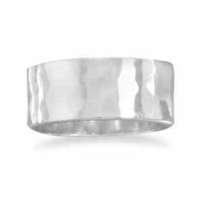 8mm Hammered Sterling Silver Ring -  - MMA-82315