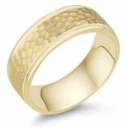8mm Hammered Wedding Band, 14K Yellow Gold