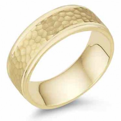 8mm Hammered Wedding Band in 18K Yellow Gold - - WED-PA-8Y-18K 8mm Hammered Wedding Band in 18K Yellow Gold - - WED-PA-8Y-18K
