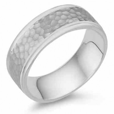 8mm Platinum Hammered Wedding Band -  - PL-PA-8