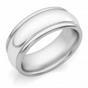 8mm Plain High-Polished White Gold Wedding Band