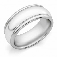 8mm Plain High-Polished White Gold Wedding Band