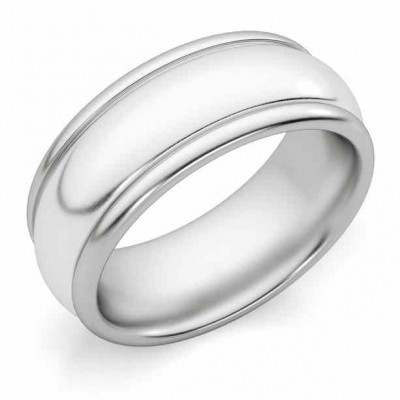 8mm Plain High-Polished White Gold Wedding Band -  - U-5041W-8mm