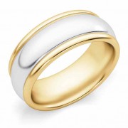 8mm Plain Polished Two-Tone Gold Wedding Band Ring