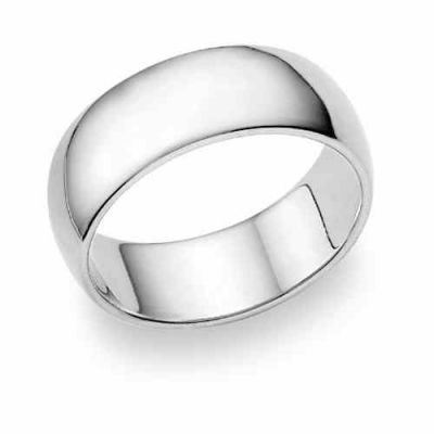 10K White Gold 8mm Plain Wedding Band Ring -  - BM-18010KW
