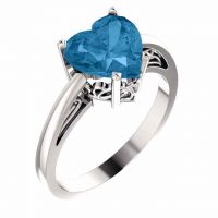8mm Swiss-Blue Topaz Heart-Shaped Solitaire Ring