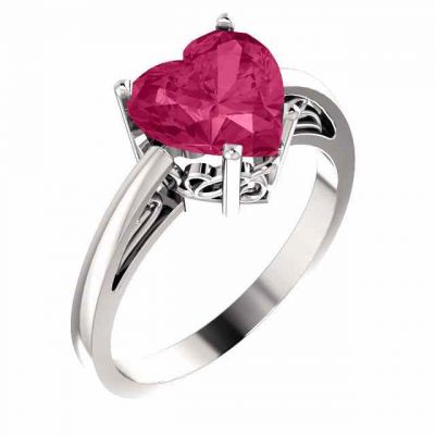 8x8mm Pink Topaz Heart-Shaped Ring -  - STLRG-120988PTW