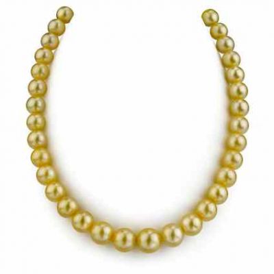 9-11mm Golden South Sea Pearl Necklace- AAAA Quality -  - 911-GSSP-RA