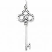 .925 Sterling Silver and CZ Key Pendant
