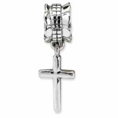 .925 Sterling Silver Plain Cross Dangle Bead -  - QG-QRS1610
