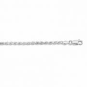 2.5mm Sterling Silver Diamond Cut Rope Bracelet