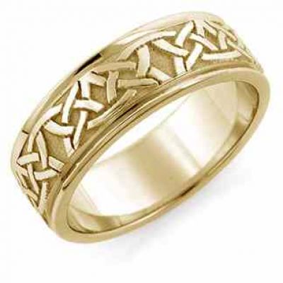 Aidan Celtic Wedding Band Ring, 14K Yellow Gold -  - HC-14Y