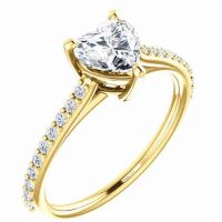 Always in Love White Sapphire Heart Ring in Yellow Gold