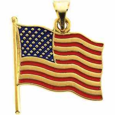 American Flag Pendant in 14K Yellow Gold -  - STPLD-41373-Y