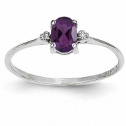 Amethyst and Diamond Birthstone Ring, 14K White Gold