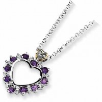 Amethyst and Diamond Heart Necklace in Sterling Silver