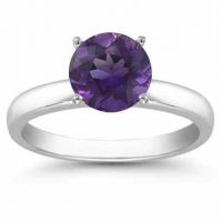Amethyst Solitaire Ring in Sterling Silver