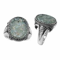 Ancient Antique Roman Glass Ring in Silver