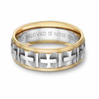 Ancient Cross Bible Verse Wedding Band Ring