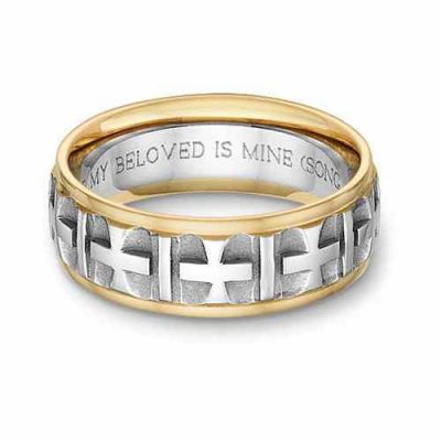 Ancient Cross Bible Verse Wedding Band Ring -  - BVR-7
