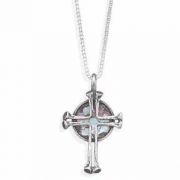 Ancient Roman Glass Cross Pendant in Sterling Silver