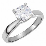Antique Square Moissanite Solitaire Ring in 14K White Gold