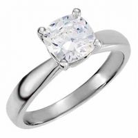 Antique Square Moissanite Solitaire Ring in 14K White Gold