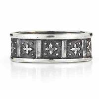 Antique-Style Cross Wedding Band Ring in Sterling Silver