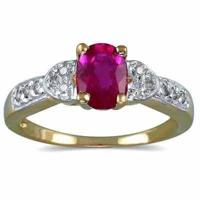 Antique Style Ruby and Diamond Heart Ring, 14K Gold -  - PRR4284RB
