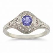 Circa 1800s Style Vintage Tanzanite Ring in Sterling Silver