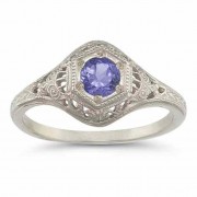 Circa 1800s Style Vintage Tanzanite Ring in Sterling Silver