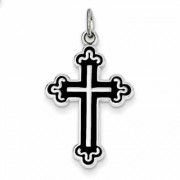 Antiqued Cathedral Cross Pendant in Sterling Silver