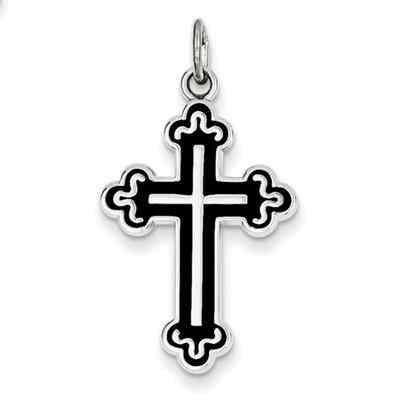 Antiqued Cathedral Cross Pendant in Sterling Silver -  - QGCR-QC3349