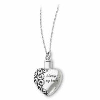 Antiqued Heart Ash Holder Cremation Necklace