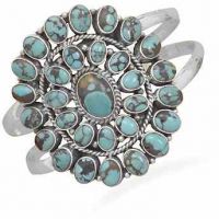 Antiqued Oval Turquoise Cuff Bracelet