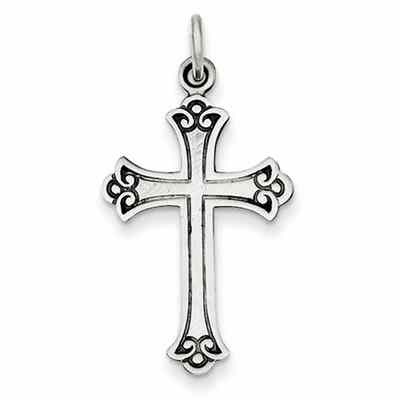 Antiqued Scroll Budded Cross Pendant, Sterling Silver -  - QGCR-QC452