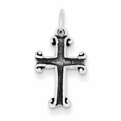 Apostle s Cross Necklace with Antiqued Interior in Sterling Silver -  - QGCR-QC6658