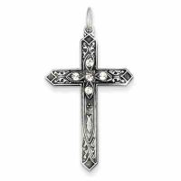 April Birthstone Cross Pendant, Sterling Silver