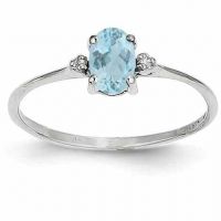 Aquamarine and Diamond Birthstone Ring, 14K White Gold