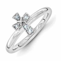 Aquamarine Cross Ring in Sterling Silver