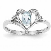 Aquamarine Heart Ring, 14K White Gold