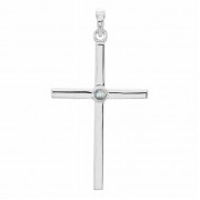 Aquamarine Solitaire Cross Necklace, 14K White Gold