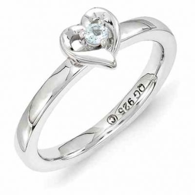 Aquamarine Solitaire Heart Ring in Sterling Silver -  - QGRG-QSK1524
