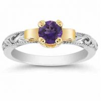Art Deco Amethyst Engagement Ring, 1/2 Carat