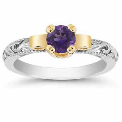 Art Deco Amethyst Engagement Ring, 1/2 Carat -  - EGR1434AM