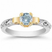 Art Deco Aquamarine Engagament Ring, 1/2 Carat