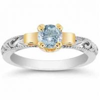 Art Deco Aquamarine Engagament Ring, 1/2 Carat